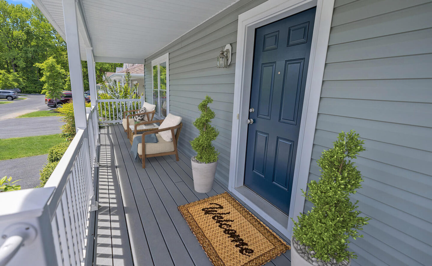 Dining space next to kitchen in Reybold home