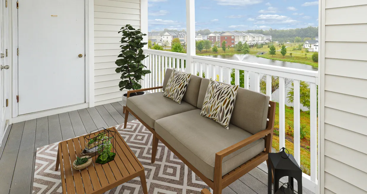 gallery-12@2x Private porches with comfortable places to sit and relax at Meridian Crossing in Bear, Delaware