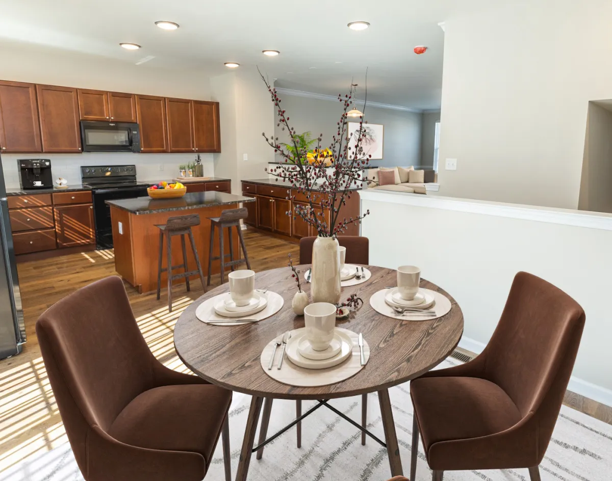 Kitchen and dining areas provide ample space at Meridian Crossing