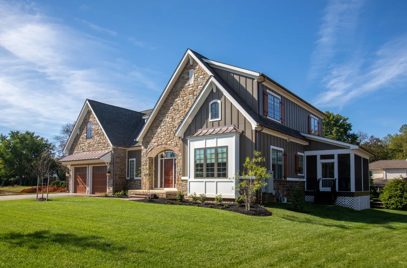 An exterior view of a beautiful custom home at Columbia Place in Delaware An exterior view of a beautiful custom home at Columbia Place in Delaware
